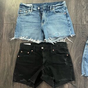 GAP Black and Blue Jean Shorts Distressed Cut-Offs